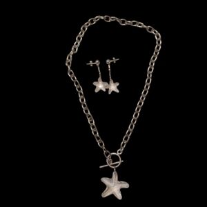 Y2K Aesthetic Chunky Star Necklace & Dangle Earring Set